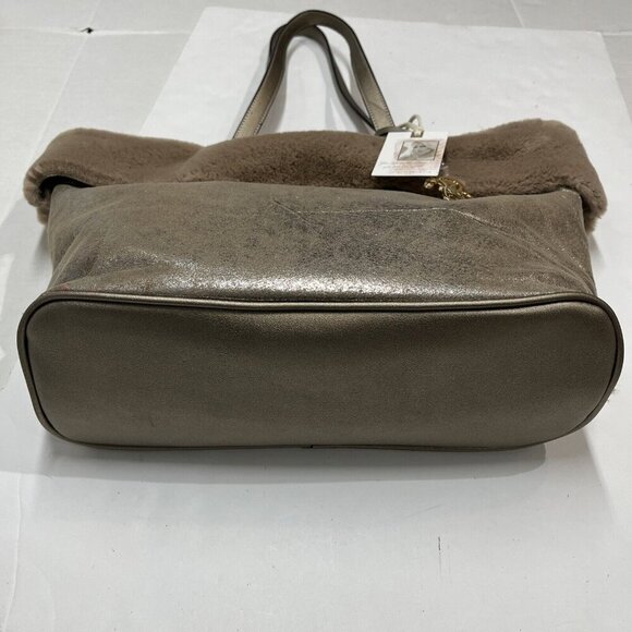 Jessica Simpson Purse Tote Flora‎ Fur Lined Metallic Handbag Matching Wallet - Picture 6 of 13